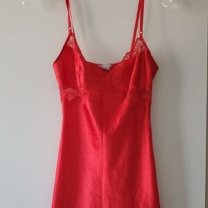 Victoria's Secret Red Satin Lace Chemise
